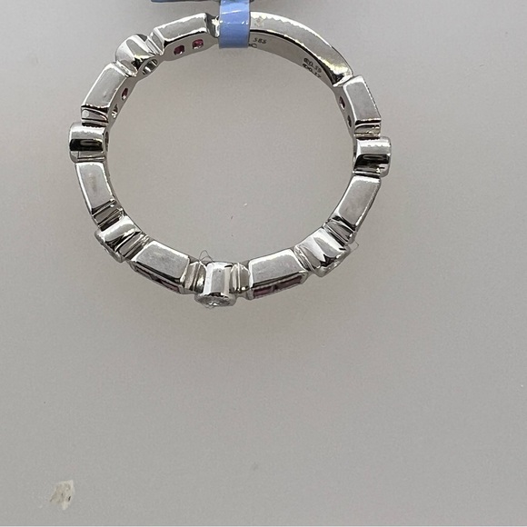 14k White Gold Diamond & Ruby Band Ring - Picture 2 of 9